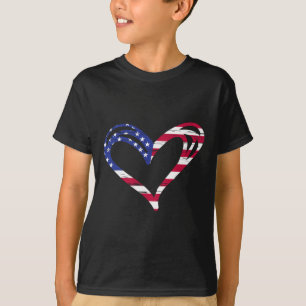 T-shirt Drapeau Usa Cœur Patriotique Américain Forces Armé