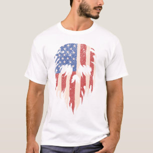 T-shirt Drapeau USA Crâne Barbe Design Patriotique en Dé
