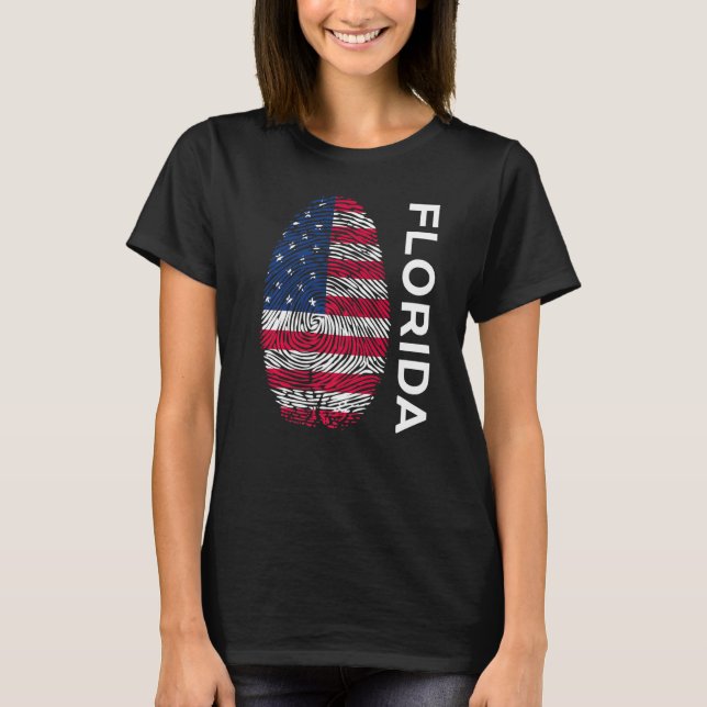 T-shirt Drapeau Usa Dna Empreinte État De Floride (Devant)