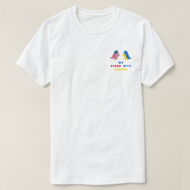 T-shirt Drapeau USA - Drapeau Ukraine - Nous Sommes Avec L (Design devant)