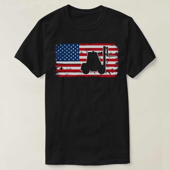 T-shirt Drapeau USA du conducteur de chariot élévateur (Design devant)