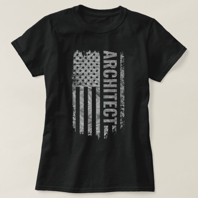 T-shirt Drapeau USA en détresse design Architecte (Design devant)