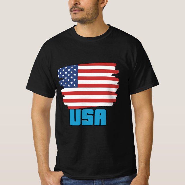 T-shirt Drapeau USA - Gras Étoiles et rayures Conception p (Devant)