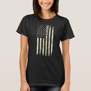T-shirt Drapeau Usa Gravure Fier graveur américain 1