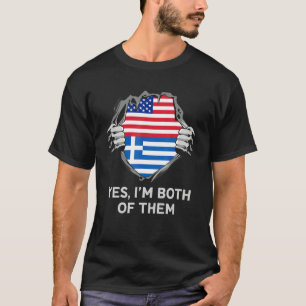 T-shirt Drapeau USA Grèce Moitié Américain Moitié Grec Hom