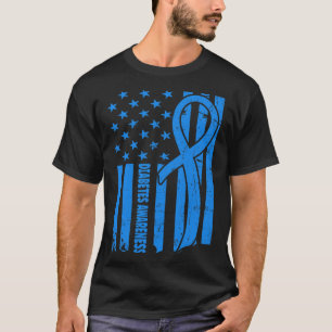 T-shirt Drapeau Usa Guerrier diabétique Bleu Diabète Type 