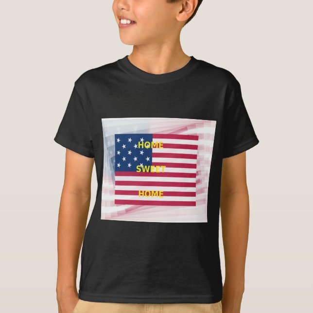 T-shirt Drapeau USA "Home Sweet Home" Art Imprimer (Devant)