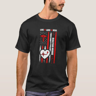 T-shirt Drapeau Usa Infirmière en dialyse Médical Rn Soin