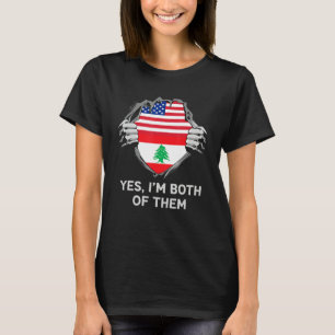 T-shirt Drapeau USA Liban Half American Half Lebanese Homm