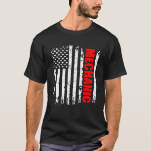T-shirt Drapeau Usa Mécanique Professions Fières