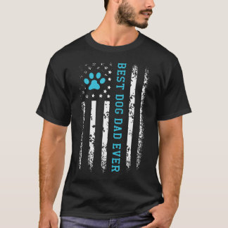 T-shirt Drapeau Usa Meilleur Papa Chien Américain Amateur