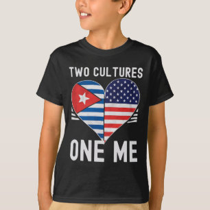 T-shirt Drapeau USA moitié cubain moitié américain Cuba Am