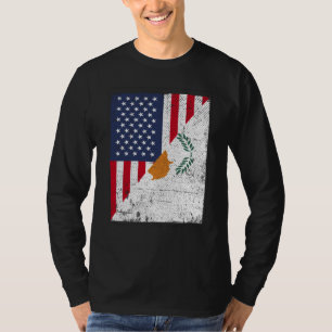 T-shirt Drapeau USA moitié Drapeau Chypre Américain Chypri