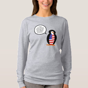 T-shirt Drapeau USA Ms. Penguin Manches Longues Femme
