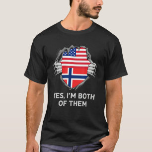 T-shirt Drapeau USA Norvège Homme Moitié Américain Moitié