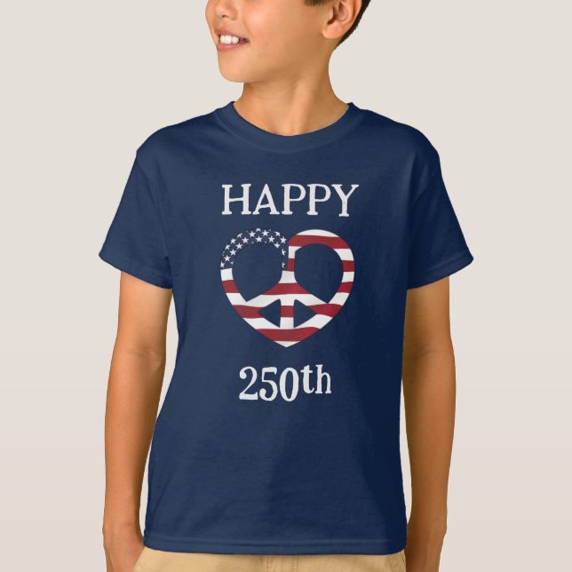 T-shirt Drapeau USA Paix Cœur (Devant)