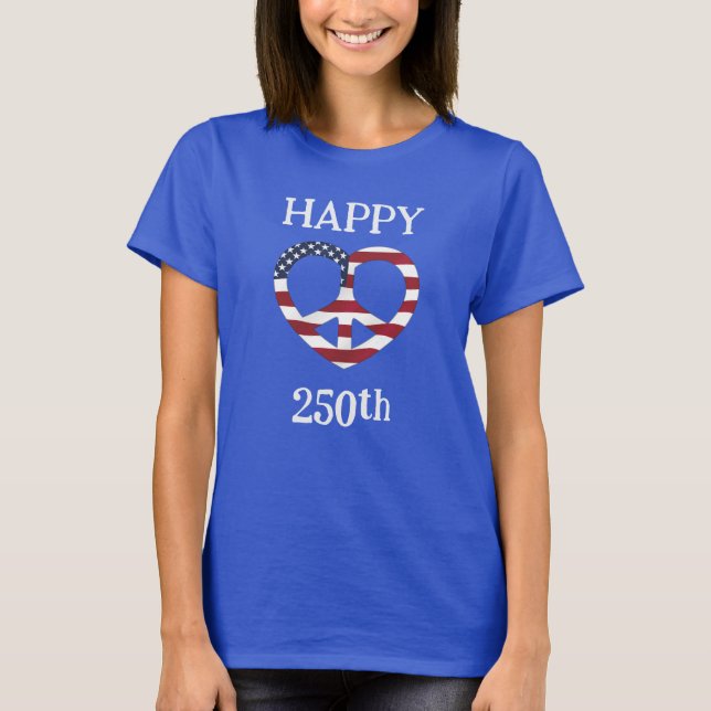 T-shirt Drapeau USA Paix Cœur (Devant)