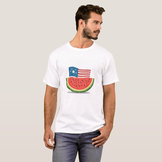 T-shirt drapeau USA pastèque (Devant entier)