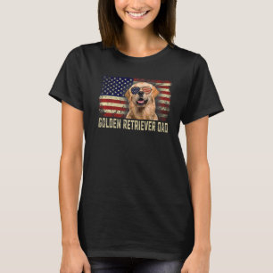 T-shirt Drapeau Usa Rétro Classique Golden Retriever Papa