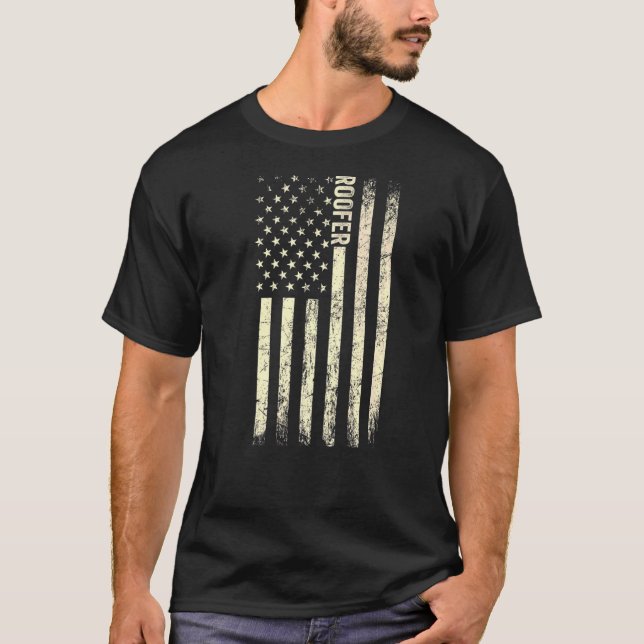 T-shirt Drapeau Usa Roofer Fier Roofer Américain (Devant)