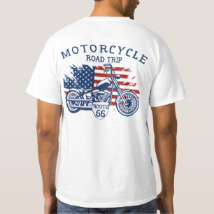 T-Shirt Drapeau USA Route 66 Road Trip Moto