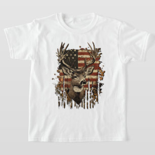 T-shirt Drapeau USA Saison Cerf, Buck