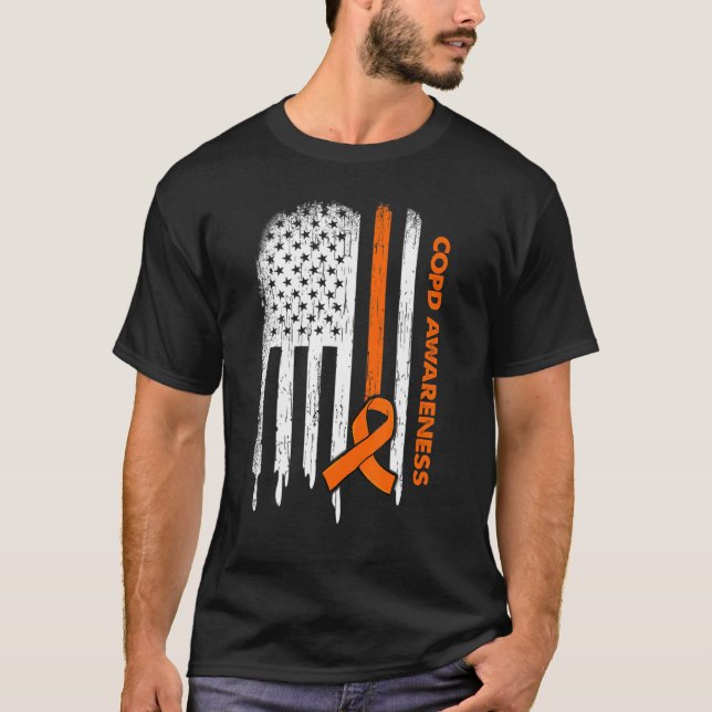 T-shirt Drapeau Usa Sensibilisation au ruban orange (Devant)
