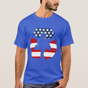 T-shirt Drapeau USA - Symbole blanc rouge et bleu Recycle