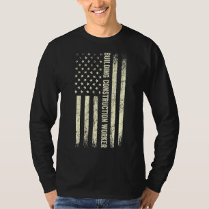 T-shirt Drapeau Usa Travail Fière Construction Américaine