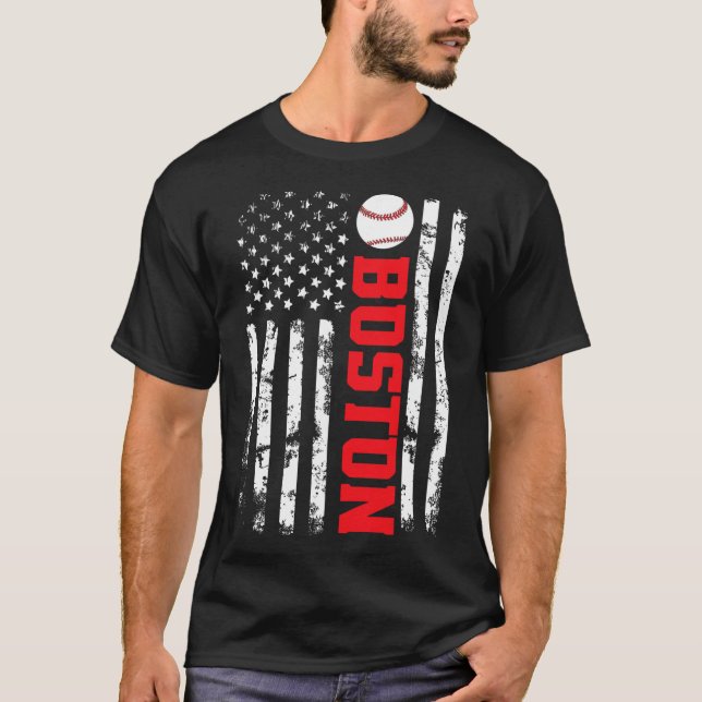 T-shirt Drapeau Usa Vente Boston  (Devant)