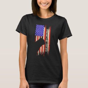 T-shirt Drapeau Usa Vintage Bouledogue Français Maman Chie