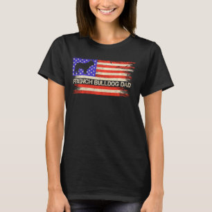 T-shirt Drapeau Usa Vintage Bouledogue Français Papa Chien