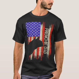 T-shirt Drapeau USA Vintage Bouledogue Français Papa Chien