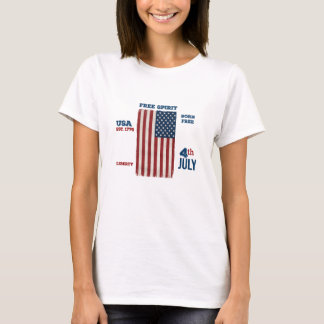 T-shirt Drapeau USA vintage du 4 juillet Esprit libre Patr