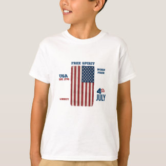 T-shirt Drapeau USA vintage du 4 juillet Esprit libre Patr