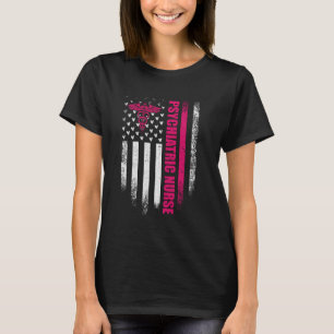 T-shirt Drapeau USA Vintage Infirmière Psychiatrique Fièr,
