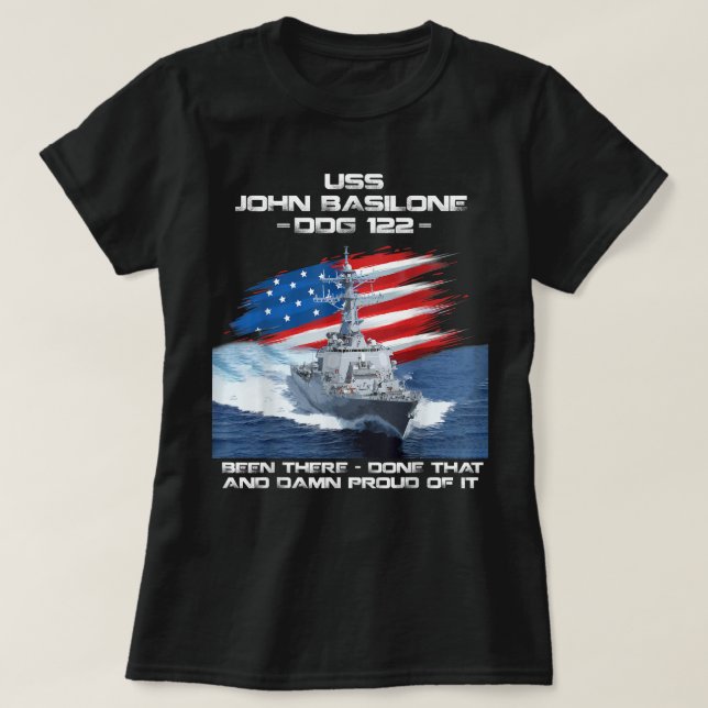 T-shirt Drapeau USS John Basilone DDG-122 Destroyer Ship U (Design devant)