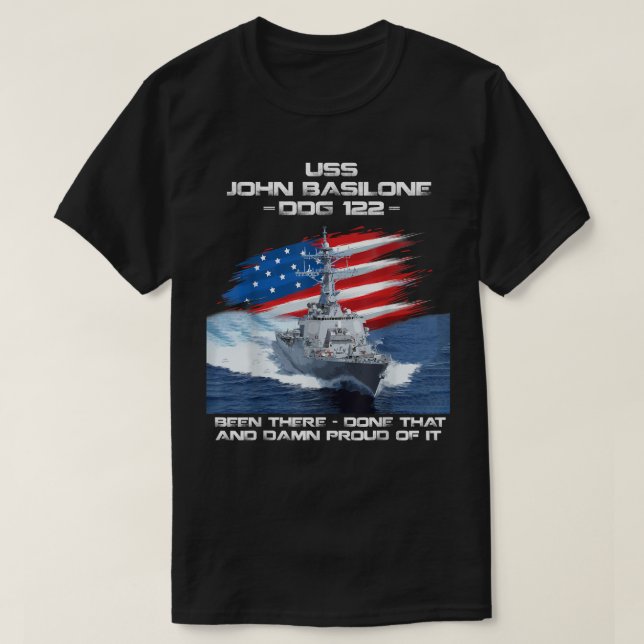 T-shirt Drapeau USS John Basilone DDG-122 Destroyer Ship U (Design devant)