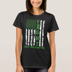 T-shirt Drapeau vert américain Problèmes de santé mentale