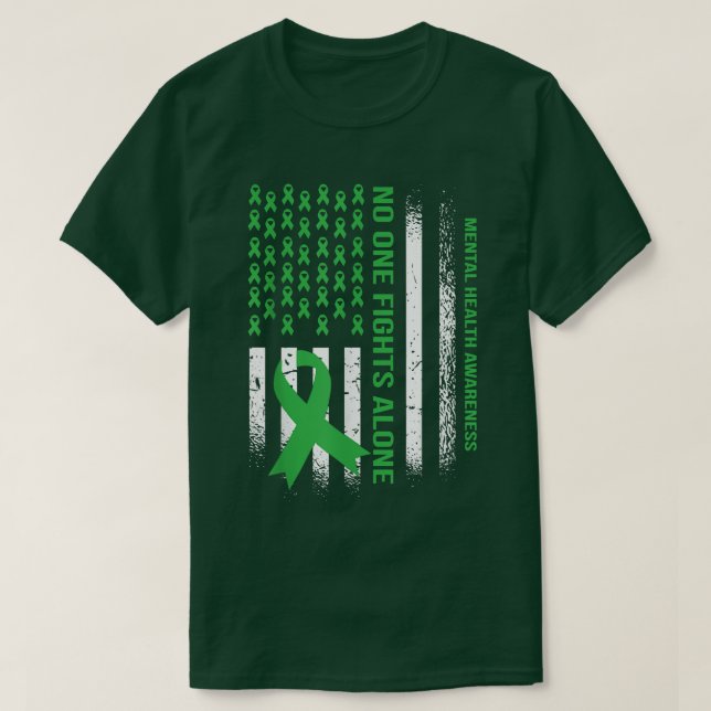 T-shirt Drapeau vert - Sensibilisation à la santé mentale  (Design devant)
