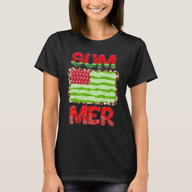 T-shirt Drapeau Vertical Cool Usa Drapeau Été Vaca (Devant)