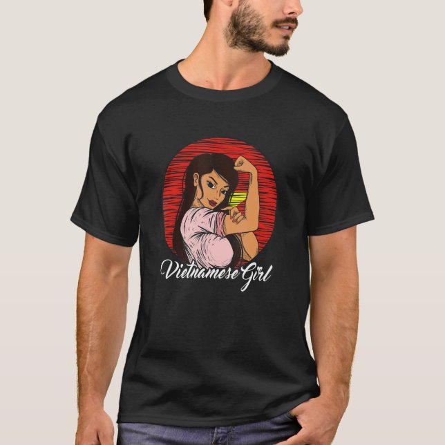 T-shirt Drapeau vietnamien Viêt-Nam Fille vietnamienne (Devant)