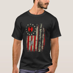 T-shirt Drapeau Vintage 7ème Division d'Infanterie Vétéran