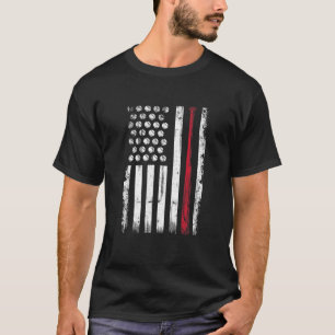 T-shirt Drapeau vintage Américain Baseball Hommes Garçons 