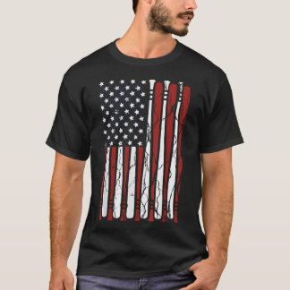 T-shirt Drapeau vintage Américain Baseball Hommes Garçons