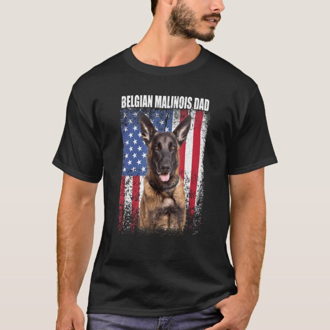 T-shirt Drapeau Vintage américain Belgique Malinois Papa F (Devant)