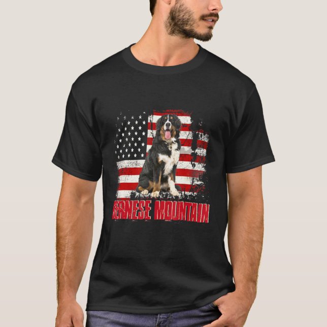 T-shirt Drapeau vintage américain Bernese Mountain Dog (Devant)