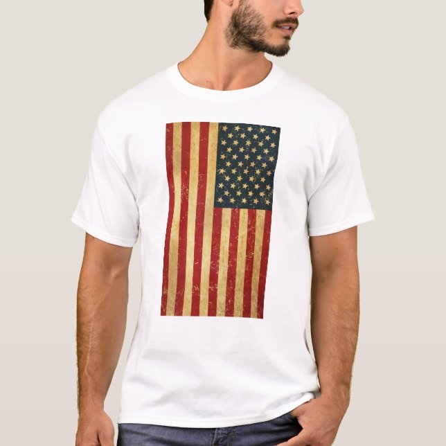 T-shirt Drapeau Vintage américain blanc (Devant)