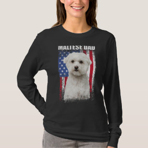 T-shirt Drapeau Vintage Américain Drapeau Maltais Papa Chi