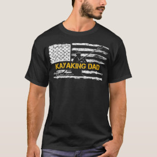 T-shirt Drapeau vintage Américain Fier Kayaking Papa Kayak